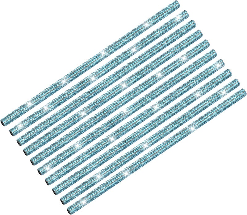 INSAUTO Bling Car Vent Outlet Trim,Bling Car Accessories for Women, 10pcs Rhinestone Bling Car Air Conditioner Vent Decoration Strips(Blue) - Image 1
